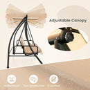 2-Seat Outdoor Convertible Swing Chair with Flat Bed and Adjustable Canopy-Beige by LJGDeals