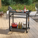 Double-Shelf Movable BBQ Cart with 4 Lockable Wheels by DirectDeals