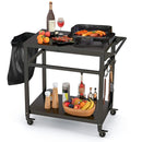 Double-Shelf Movable BBQ Cart with 4 Lockable Wheels by LJGDeals