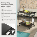 Double-Shelf Movable BBQ Cart with 4 Lockable Wheels by LJGDeals