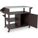 Outdoor Grill Cart with Storage Cabinet Shelves and Stainless Steel Top-Brown by LJGDeals