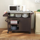 Outdoor Grill Cart with Storage Cabinet Shelves and Stainless Steel Top-Brown by LJGDeals
