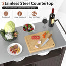 Outdoor Grill Cart with Storage Cabinet Shelves and Stainless Steel Top-Brown by LJGDeals
