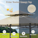 8 x 5 Feet Outdoor Grill Gazebo with 2 Side Shelves and 10 Hooks-Beige