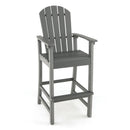 30 Inches Counter Height Outdoor HDPE Bar Stool with Armrests and Footrest-Black by DirectDeals