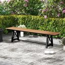 3-4 Person Outdoor HDPE Bench with Metal Frame-Brown by LJGDeals
