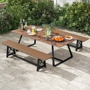 3-4 Person Outdoor HDPE Bench with Metal Frame-Brown by DirectDeals