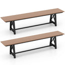 3-4 Person Outdoor HDPE Bench with Metal Frame-Brown by LJGDeals