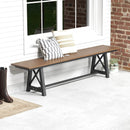 3-4 Person Outdoor HDPE Bench with Metal Frame-Brown by LJGDeals