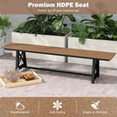 3-4 Person Outdoor HDPE Bench with Metal Frame-Brown by LJGDeals