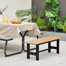 47 Inch Outdoor Chair with Slatted Seat Plastic Coated Iron Frame by LJGDeals