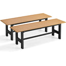 47 Inch Outdoor Chair with Slatted Seat Plastic Coated Iron Frame by LJGDeals