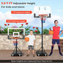 3.3-7 Feet Portable Adjustable Outdoor Kids Basketball Hoop Goal System