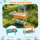 Outdoor Kids Play Kitchen Set Wooden Toy Kitchen Playset with Removable Sink