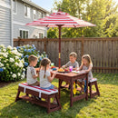 Kids Wooden Picnic Table Set with Umbrella and Sand Boxes by LJGDeals