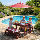 Kids Wooden Picnic Table Set with Umbrella and Sand Boxes by LJGDeals