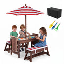 Kids Wooden Picnic Table Set with Umbrella and Sand Boxes by LJGDeals