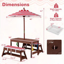 Kids Wooden Picnic Table Set with Umbrella and Sand Boxes by LJGDeals