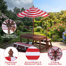 Kids Wooden Picnic Table Set with Umbrella and Sand Boxes