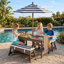 Kids Wooden Picnic Table Set with Umbrella and Sand Boxes by LJGDeals