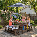 Kids Wooden Picnic Table Set with Umbrella and Sand Boxes