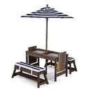 Kids Wooden Picnic Table Set with Umbrella and Sand Boxes