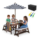 Kids Wooden Picnic Table Set with Umbrella and Sand Boxes by LJGDeals