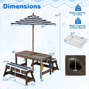 Kids Wooden Picnic Table Set with Umbrella and Sand Boxes by LJGDeals