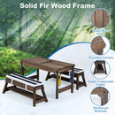 Kids Wooden Picnic Table Set with Umbrella and Sand Boxes