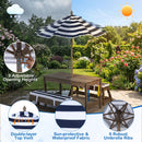 Kids Wooden Picnic Table Set with Umbrella and Sand Boxes