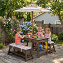 Kids Wooden Picnic Table Set with Umbrella and Sand Boxes by LJGDeals