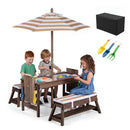 Kids Wooden Picnic Table Set with Umbrella and Sand Boxes by LJGDeals
