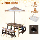 Kids Wooden Picnic Table Set with Umbrella and Sand Boxes