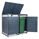 Outdoor Metal Garbage Bin Storage Shed for 2 Trash Cans Double Trash Can Enclosure-Gray by LJGDeals
