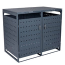 Outdoor Metal Garbage Bin Storage Shed for 2 Trash Cans Double Trash Can Enclosure-Gray by LJGDeals