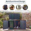 Outdoor Metal Garbage Bin Storage Shed for 2 Trash Cans Double Trash Can Enclosure-Gray by LJGDeals