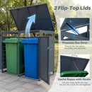 Outdoor Metal Garbage Bin Storage Shed for 2 Trash Cans Double Trash Can Enclosure-Gray by LJGDeals