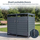 Outdoor Metal Garbage Bin Storage Shed for 2 Trash Cans Double Trash Can Enclosure-Gray by LJGDeals