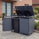Outdoor Metal Garbage Bin Storage Shed for 2 Trash Cans Double Trash Can Enclosure-Gray by LJGDeals