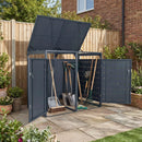 Outdoor Metal Garbage Bin Storage Shed for 2 Trash Cans Double Trash Can Enclosure-Gray by LJGDeals