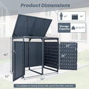 Outdoor Metal Garbage Bin Storage Shed for 2 Trash Cans Double Trash Can Enclosure-Gray by LJGDeals