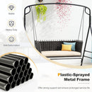 Outdoor Metal Swing Frame with Extra Side Bars-Black by LJGDeals