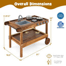 Outdoor Movable Mud Kitchen with 2 Rolling Wheels and 1 Push Handle-Natural by LJGDeals