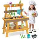 Outdoor Mud Kitchen for Kids Wooden Play Kitchen Toy for Boys Girls Aged 3-8-Yellow by LJGDeals