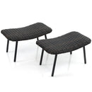 All Weather Outdoor Ottomans Set Patio Footrest Seats Set with Sturdy Metal Legs -Brown by LJGDeals