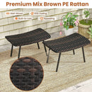 All Weather Outdoor Ottomans Set Patio Footrest Seats Set with Sturdy Metal Legs -Brown by LJGDeals