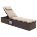 Outdoor PE Rattan Chaise Lounge with 6-Position Adjustable Backrest and Foldable Side Table by LJGDeals