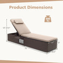 Outdoor PE Rattan Chaise Lounge with 6-Position Adjustable Backrest and Foldable Side Table by LJGDeals