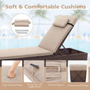 Outdoor PE Rattan Chaise Lounge with 6-Position Adjustable Backrest and Foldable Side Table by LJGDeals