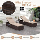 Outdoor PE Rattan Chaise Lounge with 6-Position Adjustable Backrest and Foldable Side Table by LJGDeals